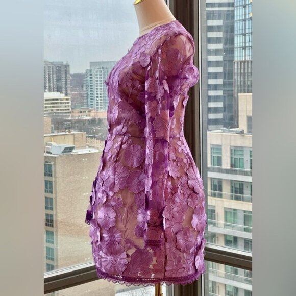 🆕 BRONX & BANCO 🧿 NWOT Bouquet Maraya Long Sleeve Mini Dress, Lilac Sz S US 4 - Picture 6 of 16